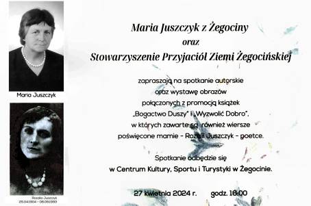 Zaproszenie na spotkanie autorskie z Marią Juszczyk